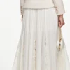Cream Tailored Boucle And Chiffon Midi Dress Cream Tailored Boucle And Chiffon Midi Dress