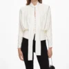 Cream Tie Neck Jersey Top