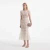 Cream Tulle Lace Midi Dress