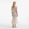 Cream Tulle Lace Midi Dress