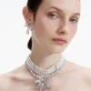 Crystal Bow Droplet Pearl Necklace
