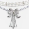 Crystal Bow Droplet Pearl Necklace