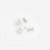 Crystal Bow Pearl Back Earrings