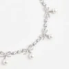 Crystal Bow Pearl Charm Bracelet