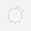 Crystal Bow Pearl Charm Necklace