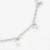 Crystal Bow Pearl Charm Necklace
