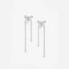 Crystal Bow Pearl Dangle Earrings