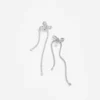 Crystal Bow Pearl Dangle Earrings