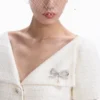 Crystal Bow Pearl Droplet Brooch