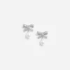 Crystal Bow Pearl Droplet Earrings