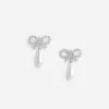 Crystal Bow Pearl Earrings
