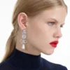 Crystal Bow Pearl Earrings