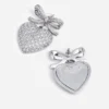 Crystal Bow Pearl Heart Earrings
