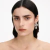 Crystal Bow Pearl Tiered Earrings