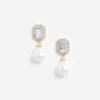 Crystal Embellished Pearl Drop Earrings Crystal Embellished Pearl Drop Earrings