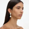 Crystal Embellished Pearl Drop Earrings Crystal Embellished Pearl Drop Earrings