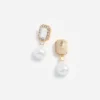 Crystal Embellished Pearl Drop Earrings Crystal Embellished Pearl Drop Earrings