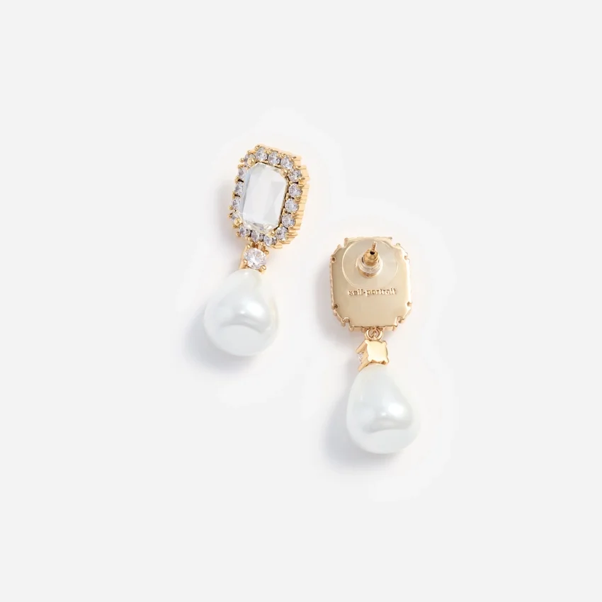 Crystal Embellished Pearl Drop Earrings Crystal Embellished Pearl Drop Earrings