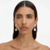 Crystal Embellished Pearl Drop Earrings Crystal Embellished Pearl Drop Earrings