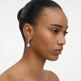 Crystal Flower Dangle Hoop Earring