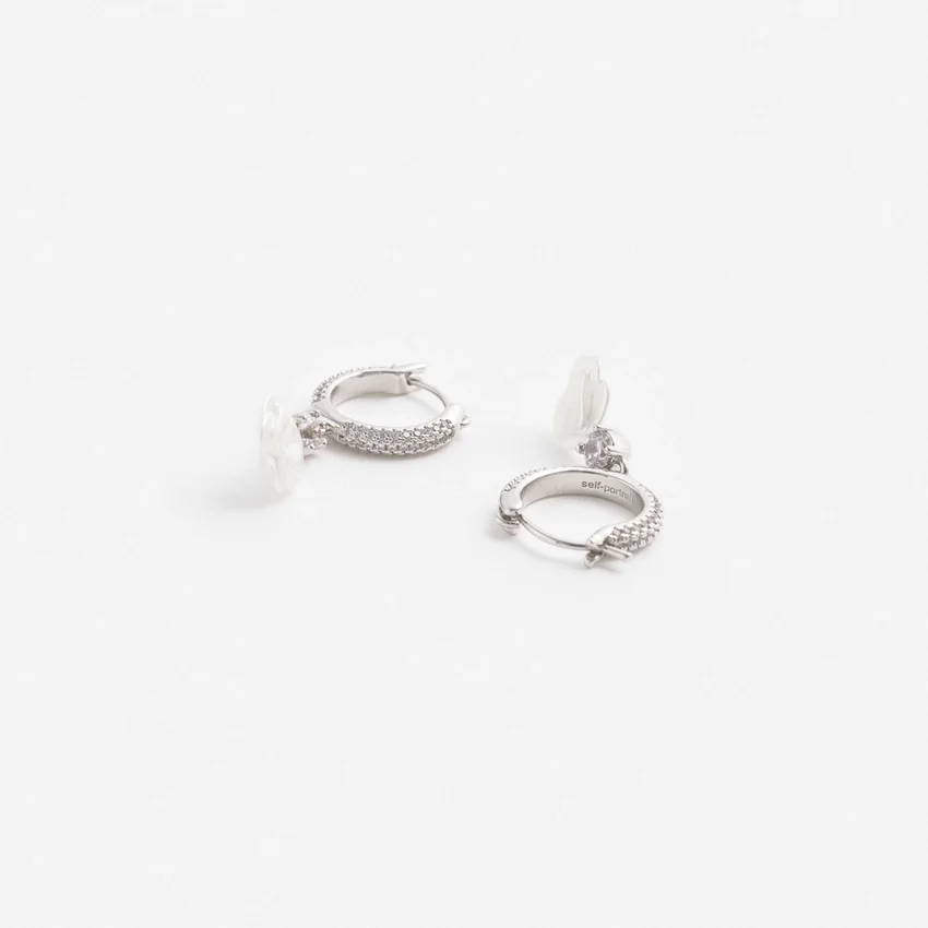 Crystal Flower Dangle Hoop Earring Crystal Flower Dangle Hoop Earring
