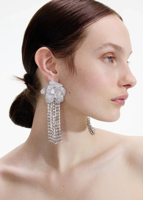 Crystal Flower Droplet Earrings Crystal Flower Droplet Earrings