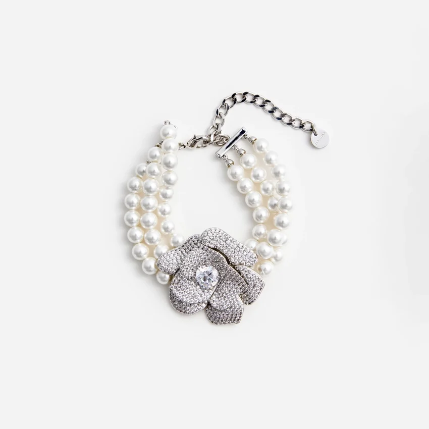 Crystal Flower Pearl Bracelet Crystal Flower Pearl Bracelet
