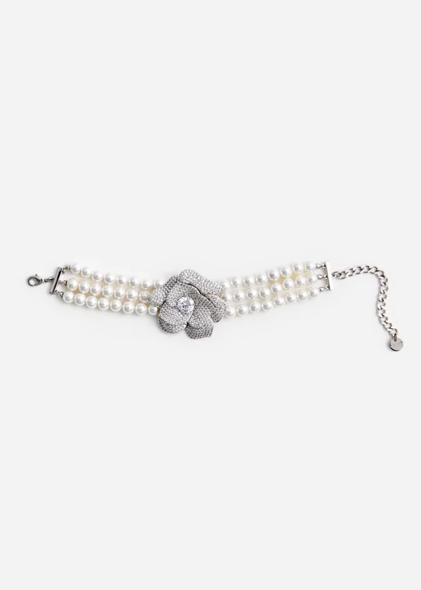 Crystal Flower Pearl Bracelet Crystal Flower Pearl Bracelet