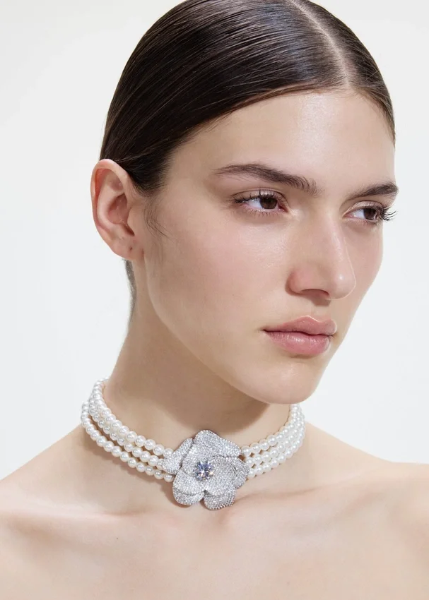Crystal Flower Pearl Choker Crystal Flower Pearl Choker