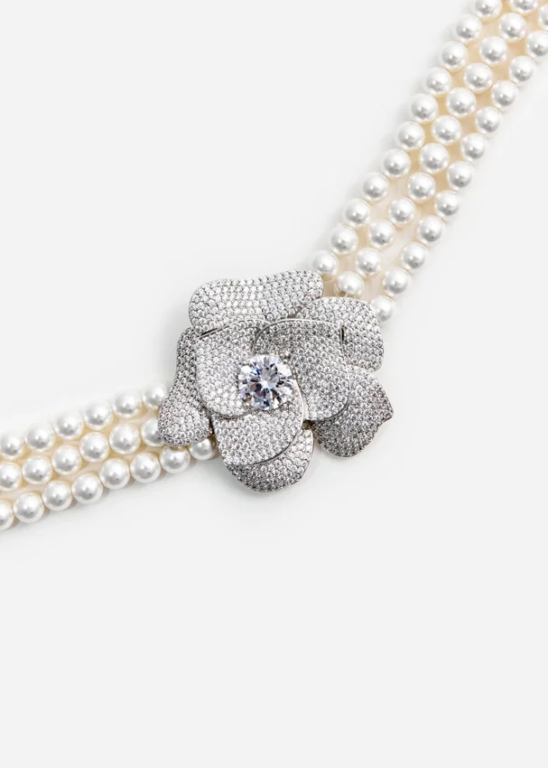 Crystal Flower Pearl Choker Crystal Flower Pearl Choker