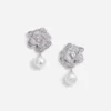 Crystal Flower Pearl Earrings Crystal Flower Pearl Earrings