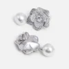 Crystal Flower Pearl Earrings Crystal Flower Pearl Earrings