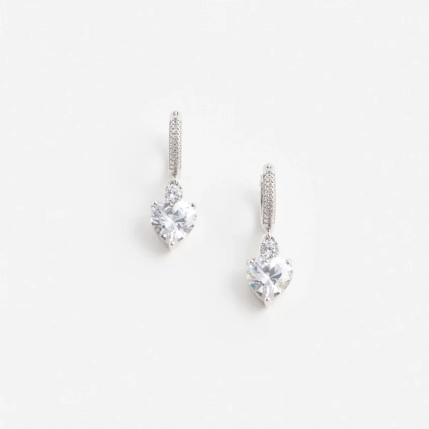 Crystal Heart Dangle Hoop Earring Crystal Heart Dangle Hoop Earring