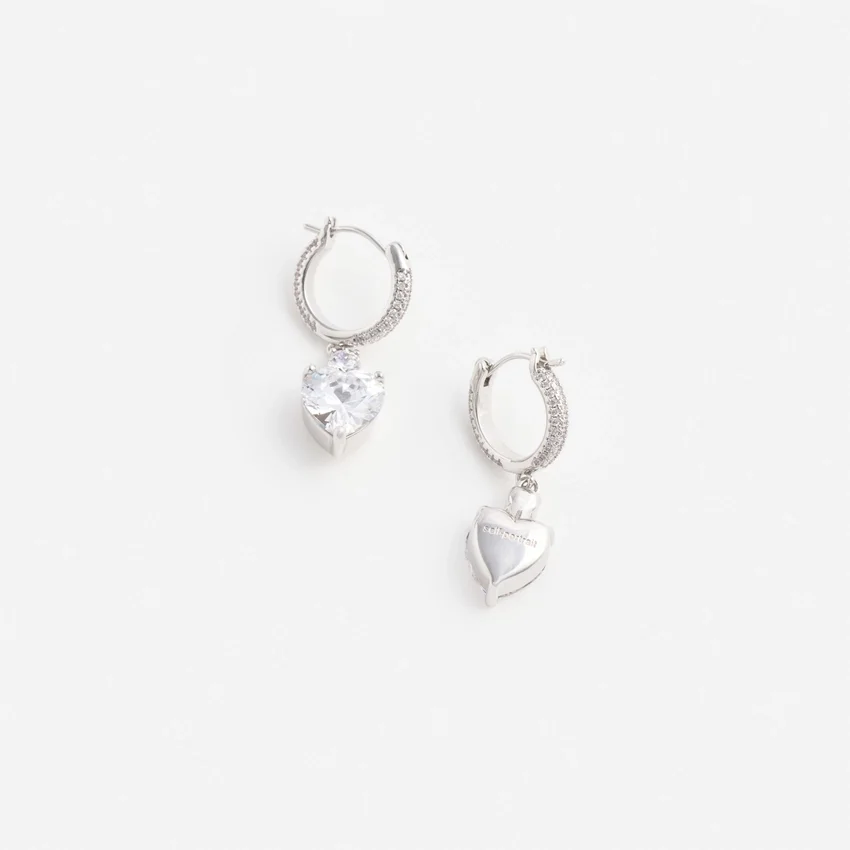 Crystal Heart Dangle Hoop Earring Crystal Heart Dangle Hoop Earring