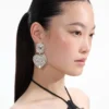 Crystal Heart Tiered Earrings