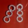 Crystal Link Three Tiered Earrings