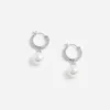 Crystal Pearl Drop Hoop Earrings