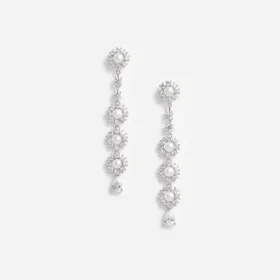 Crystal Pearl Tiered Drop Earrings