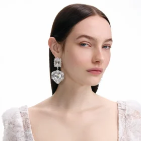 Crystal Pearl Tiered Heart Earrings