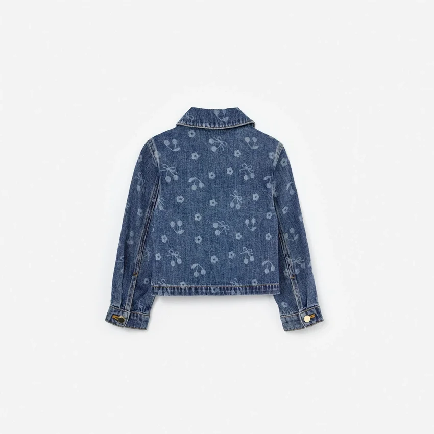 Denim Cherry Bow Printed Jacket Denim Cherry Bow Printed Jacket