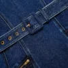 Denim Flared Belted Midi Dress