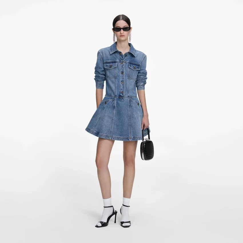Denim Mini Shirt Dress Denim Mini Shirt Dress