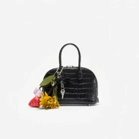 Embossed Leather Black Mini Bag