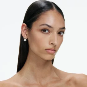 Gold Bow Pearl Jacket Earrings
