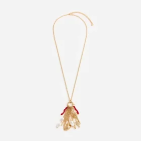 Gold Coral Charm Cluster Necklace