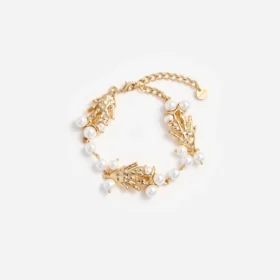 Gold Coral Pearl Bracelet