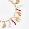 Gold Coral Pearl Charm Bracelet Gold Coral Pearl Charm Bracelet