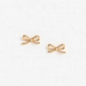 Gold Crystal Bow Earrings