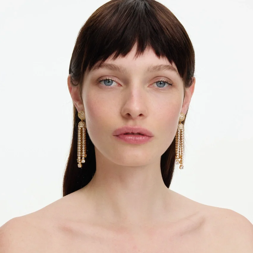 Gold Crystal Cluster Tiered Earrings Gold Crystal Cluster Tiered Earrings