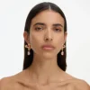 Gold Crystal Embellished Flower Earrings